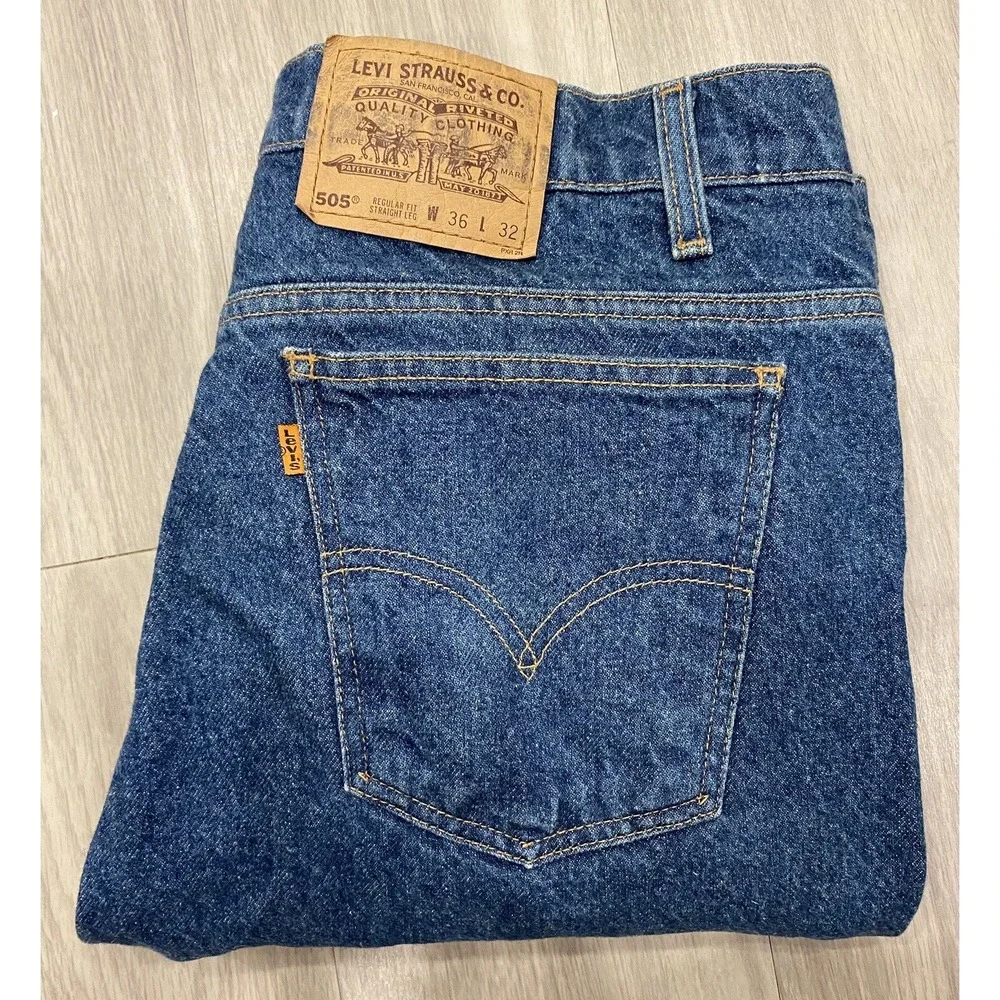 Vintage‎ Levis 505 Jeans Mens 36x32 Straight Leg Orange Tab Regular Fit Cotton
