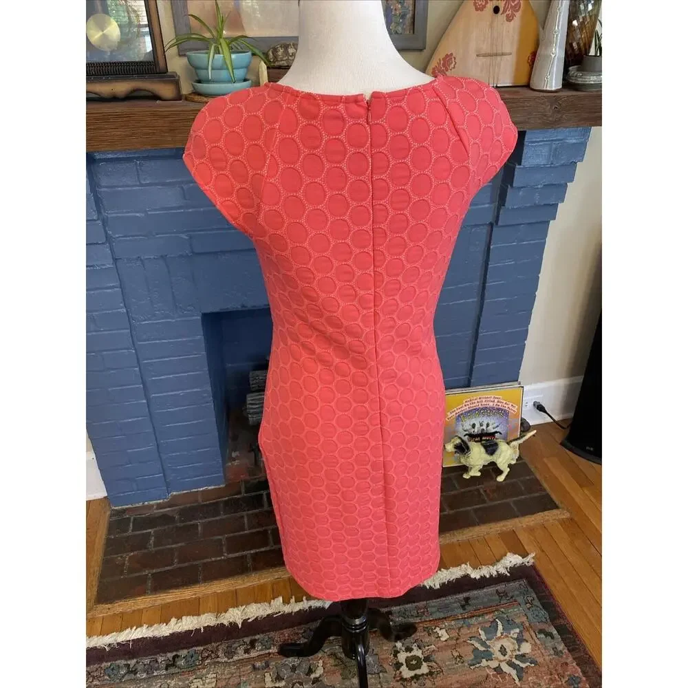 JULIA JORDAN Size 6 Tank Dress Coral Pink Textured Sleeveless Shift MIDI Size S