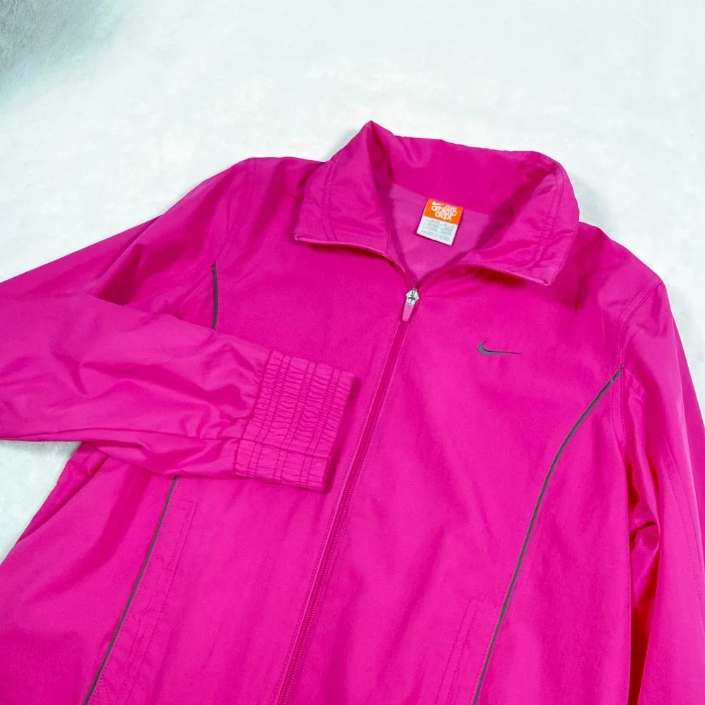 Nike Athletic Dept Girls Pink Windbreaker‎ Track Jacket Full Zip 370902-674 L