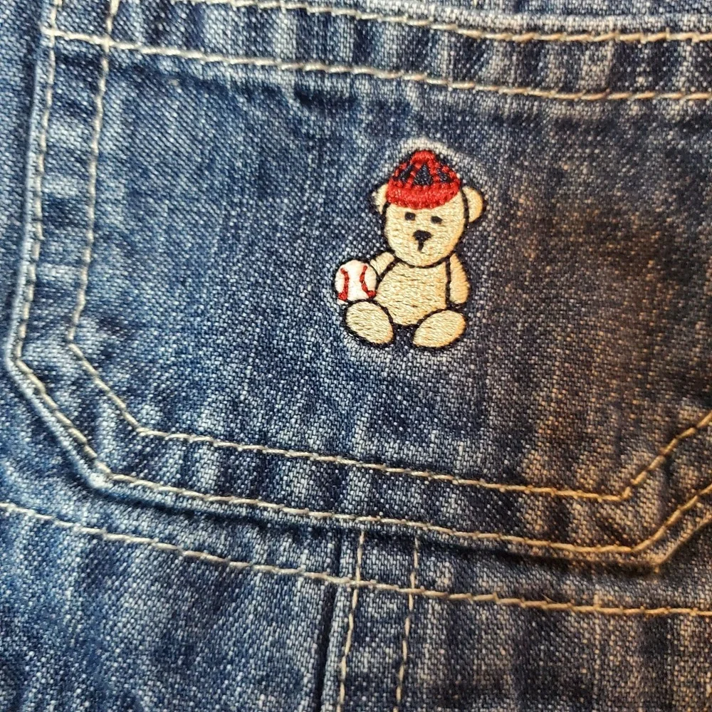 Carter's Child Of Mine Shortalls Boy's Denim baseball Themed vintage Embroidered