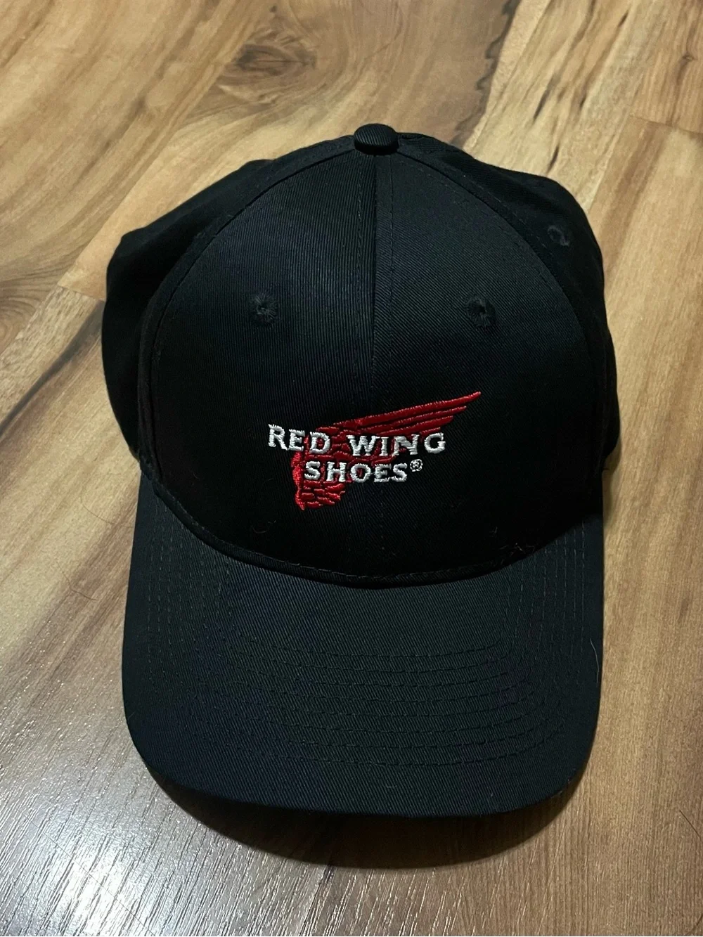 Red Wing Shoes Classic Logo Black Velcro Strap Baseball Cap OS