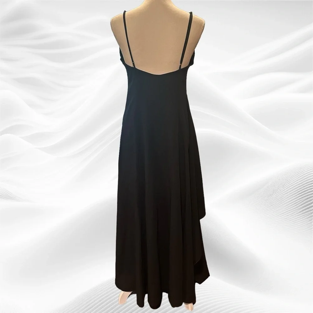 AMI Alexandre Mattiussi Black Wool Crepe Maxi Spaghetti Strap FR 40/US 8 pockets