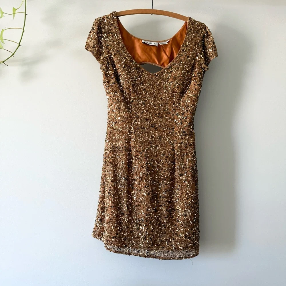 Scala 100% silk beaded‎ sequin cocktail dress 10