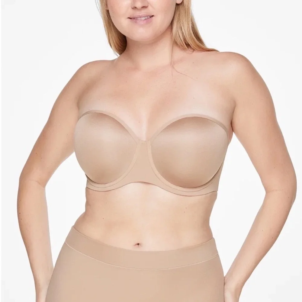 NWT Thirdlove 24/7 Classic Strapless Bra Microfiber Power Mesh Nude Size‎ 36E