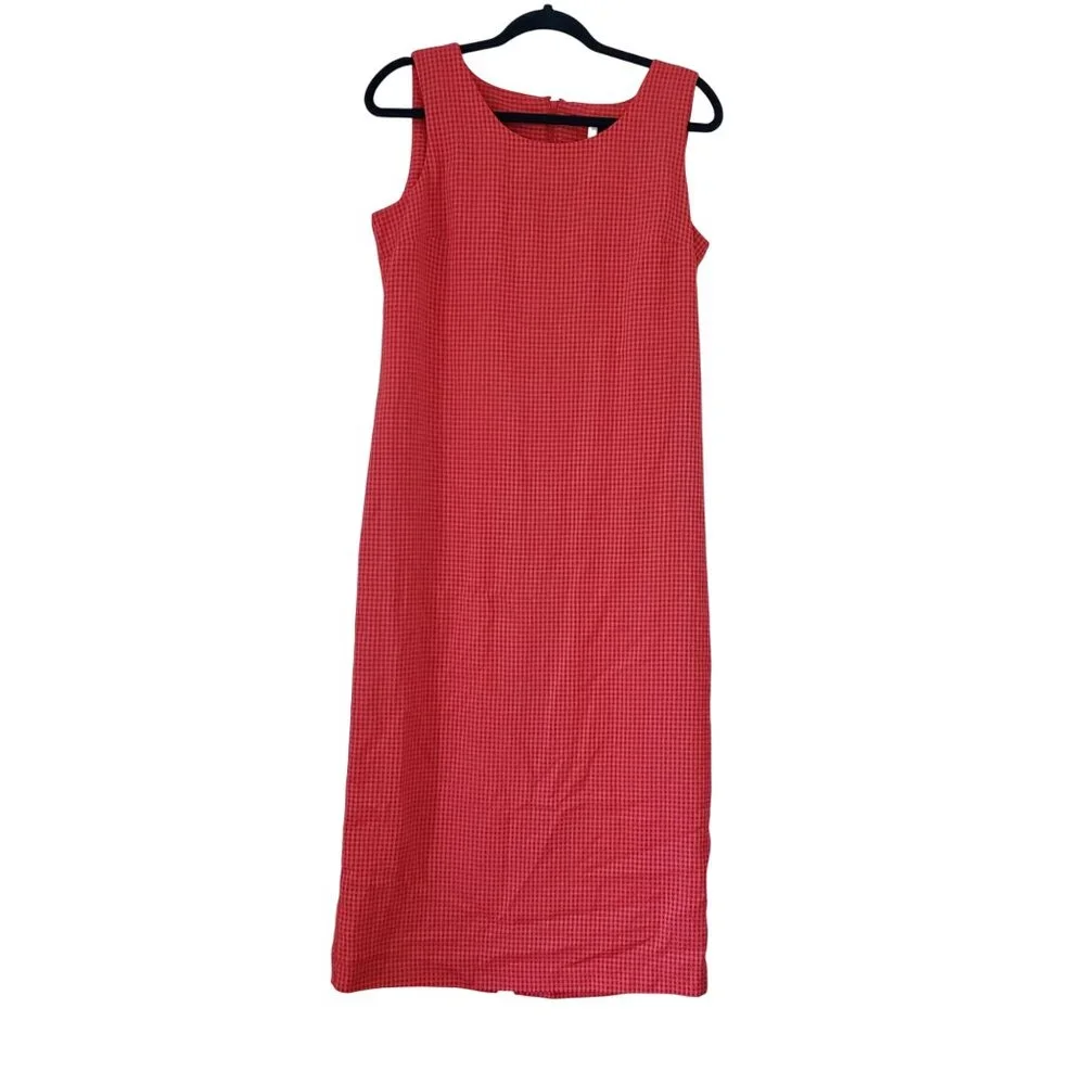 Y2K Miss Dorby Womens Plaid Maxi Dress 10‎ Petite Red Euro Summer Picnic Casual