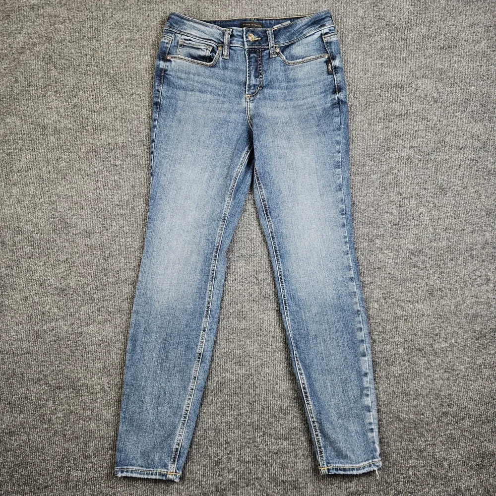 Silver Suki Skinny Jeans Women's 27 Mid Rise‎ Mid Rise Denim Stretch Casual Blue