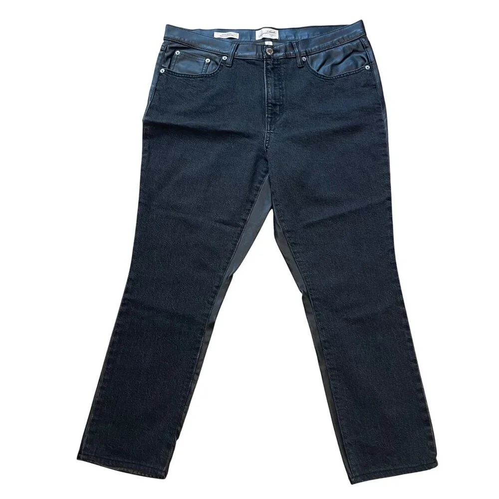 Universal Thread Mid-Rise 80s Slim Jeans Faux Leather Back Women's Size 16 Black