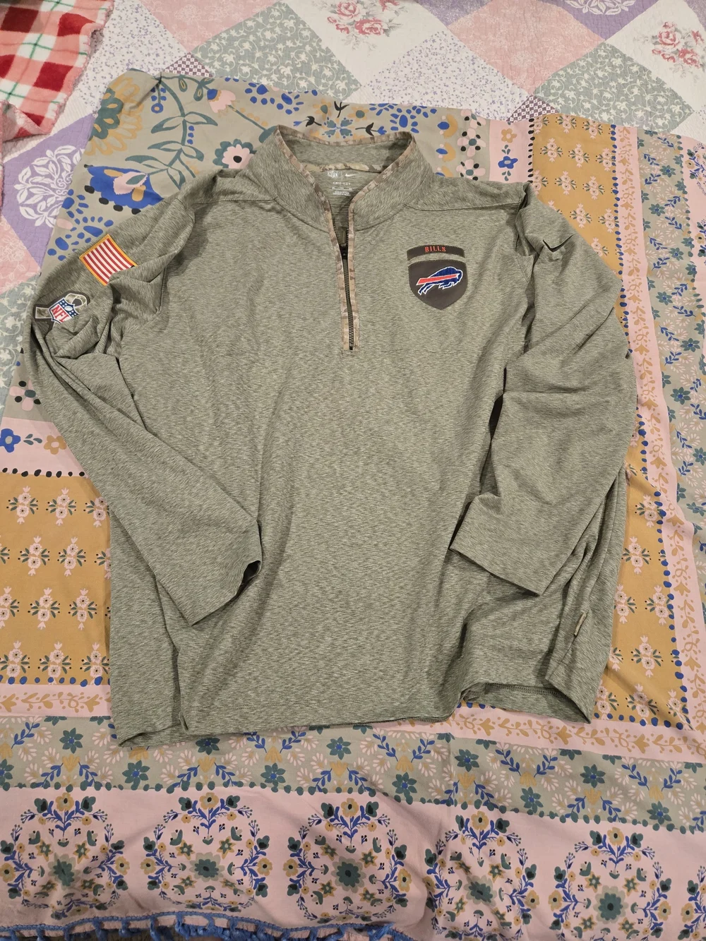 Nike Buffalo Bills Tan Salute To Service Quarter-Zip Team Pullover