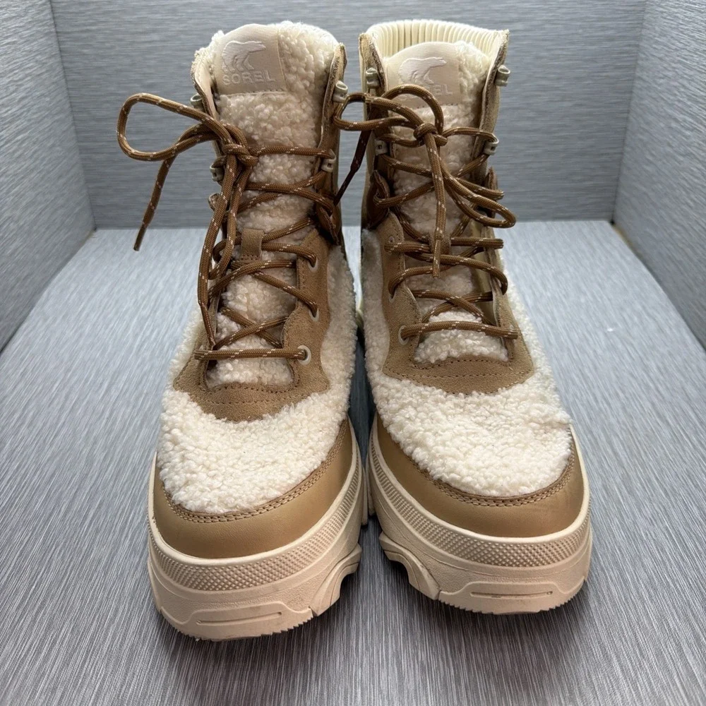 Sorel Brex Boots Womens‎ 11 Waterproof Shearling Platform Cozy Lace Winter Snow