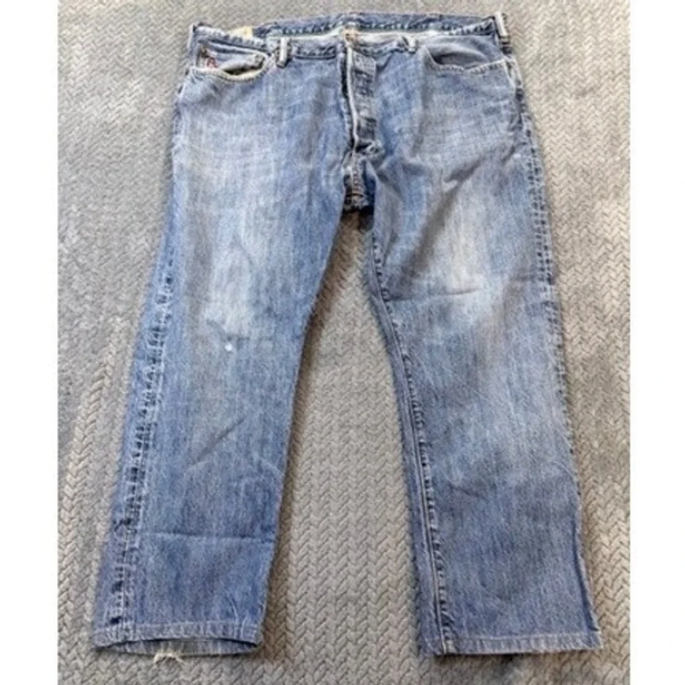 Polo Ralph Lauren Jeans Men 40x25 Blue Straight 018 Button Fly‎ Med Wash Denim