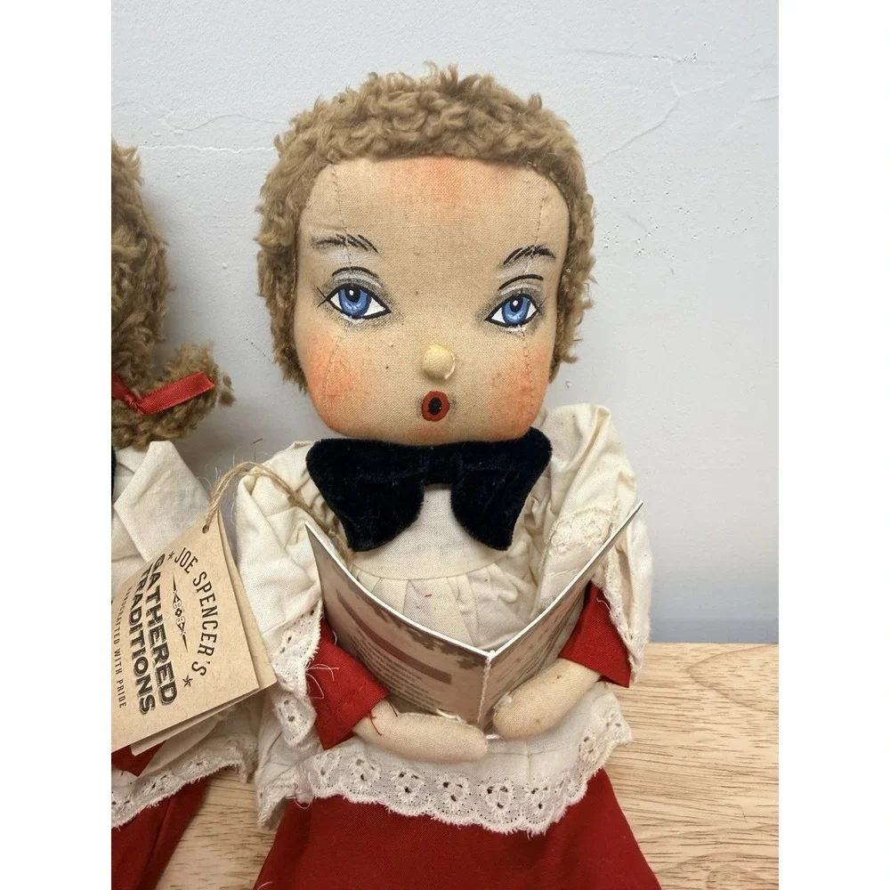 Joe Spencer Gathered Traditions Primitive Caroler Dolls Harmony & Harper Pair #6