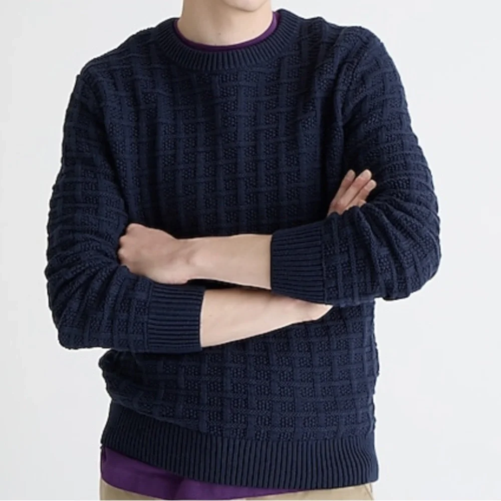 J Crew Checkered Stitch Sweater | S