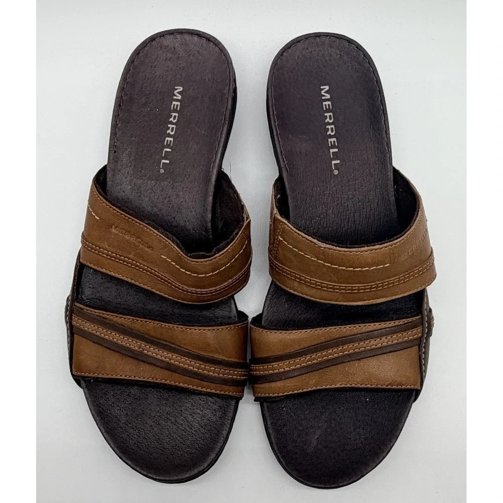 Merrell Slide Sandals Women's Sz 9 Piccolo Brown Slip On Performance Footwear