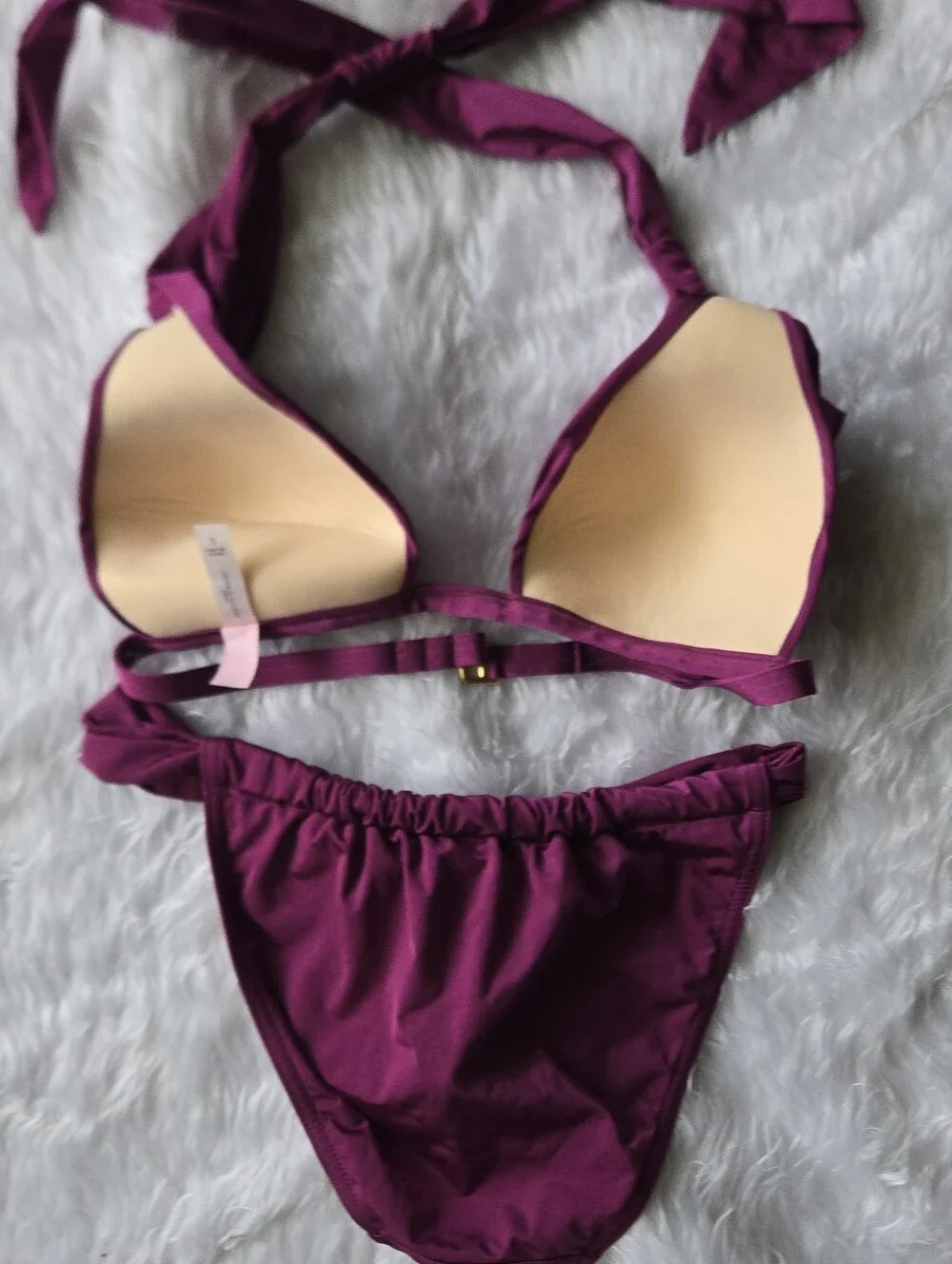 Victoria's Secret Plum Halter Bikini Set Adj Coverage Top And Bottom Sexy Baddie