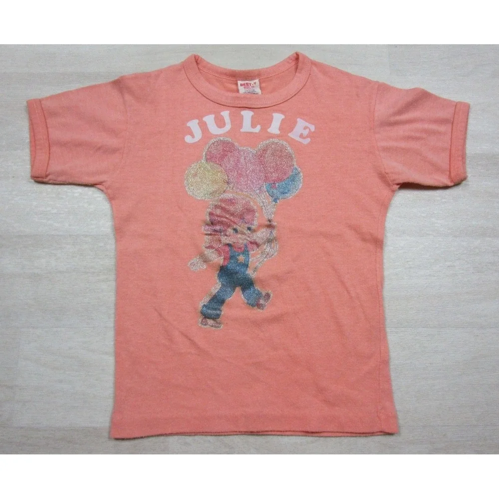 Vintage 70s Glitter Iron T-Shirt On Kids Youth (S) Personalized Julie Name Tee