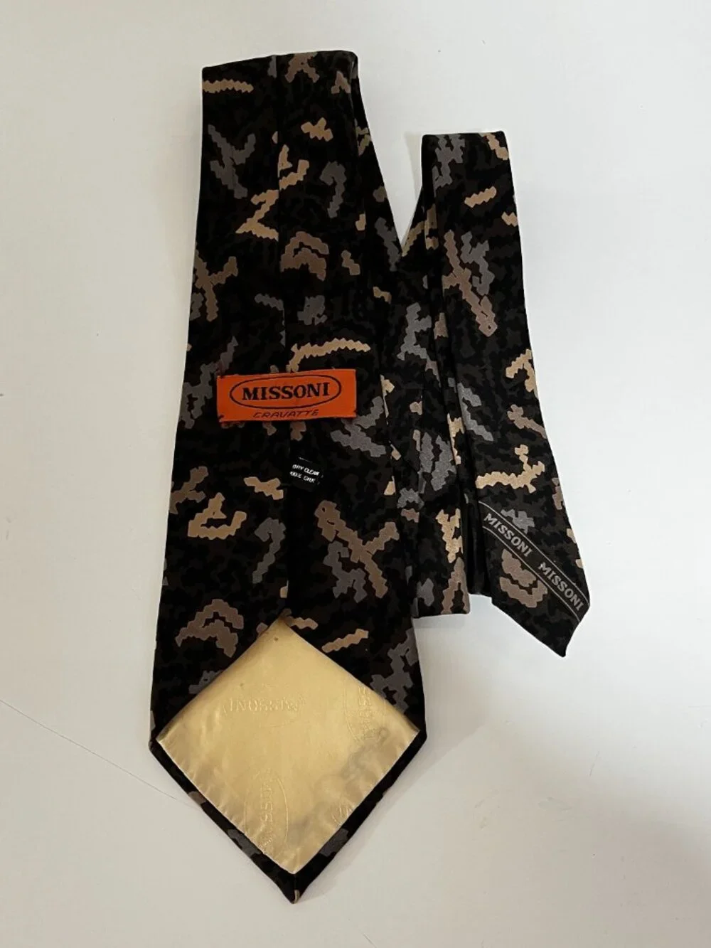 MISSONI CRAVATTE Geometric Multicolor Made in Spain SILK NECKTIE- Preowned
