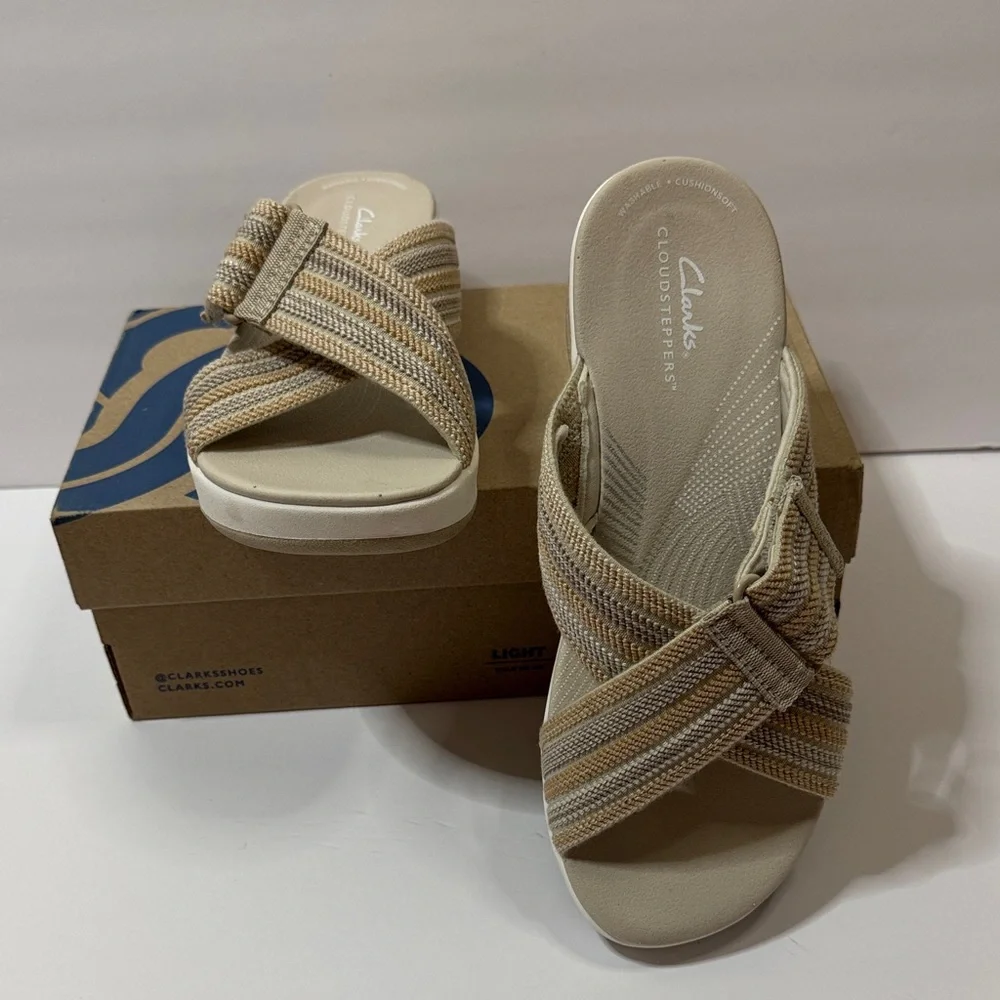 Clarks Women's Tan Strappy Sandals Arla Belle 8.5 NEW