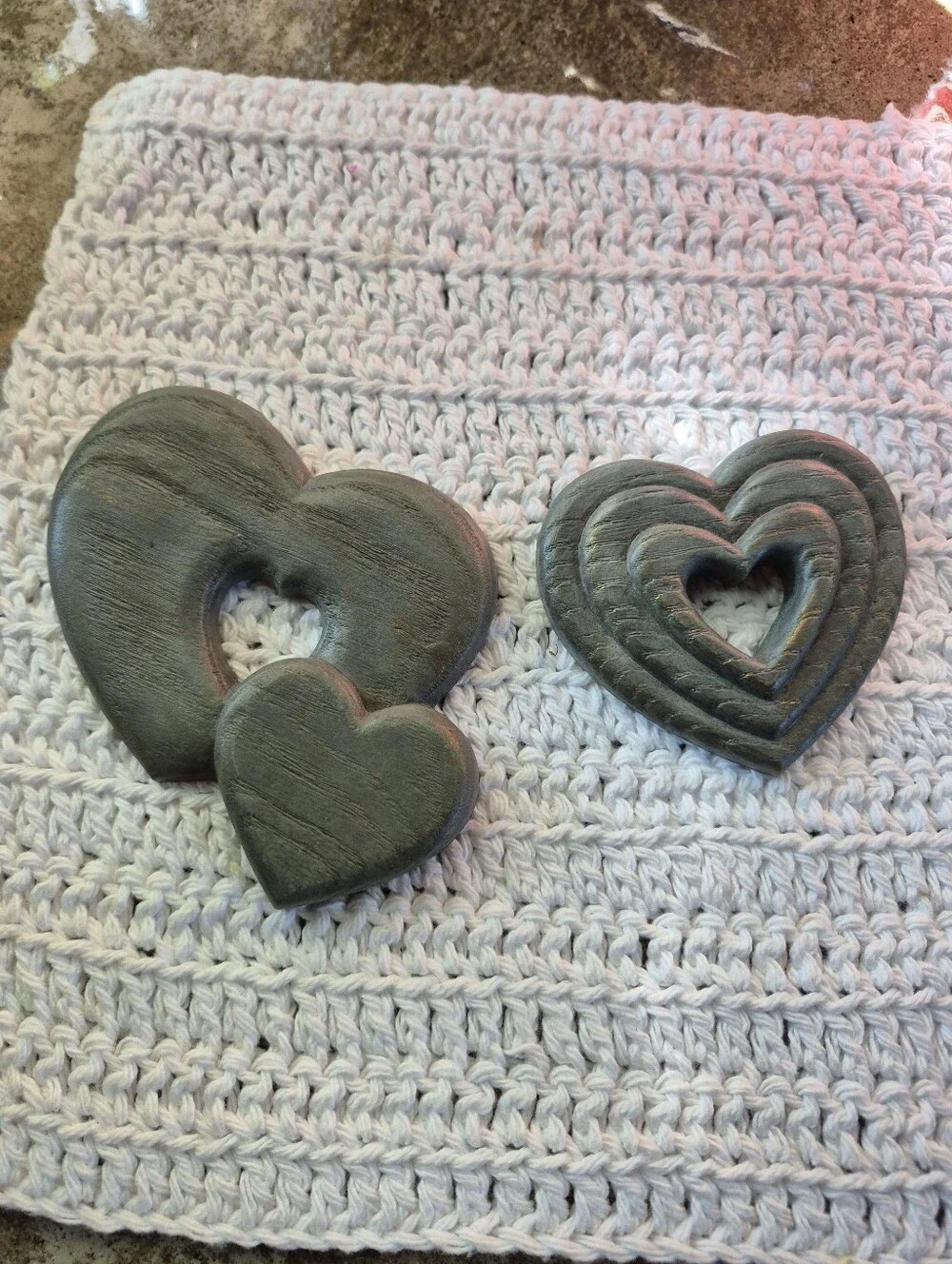 🌿5/$25 2pc. Burwood Homco Blue Heart Hanging Wall Decor