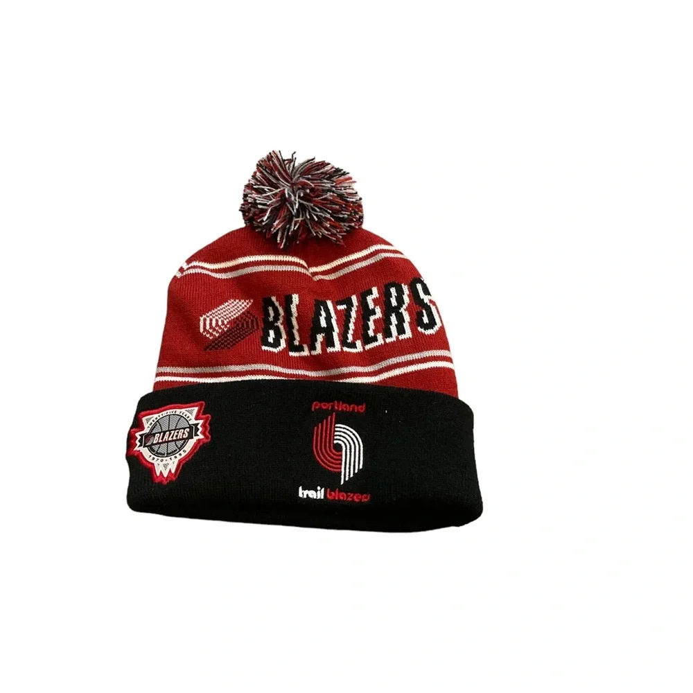 Portland Trail Blazers Mitchell & Ness Pom Beanie Hat Cap‎