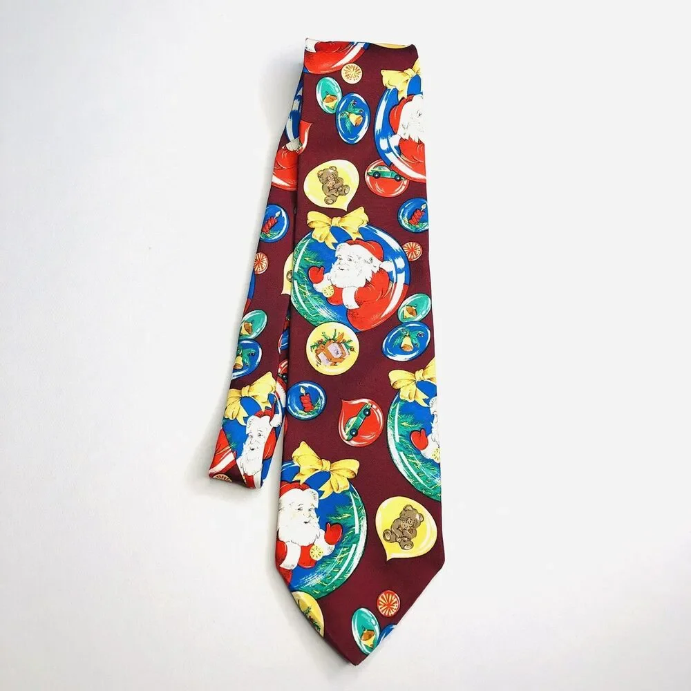 HOLIDAYS by JCPenney by MMG🎅🏻Burgundy Red Santa Claus Christmas🎅🏻Holiday Tie