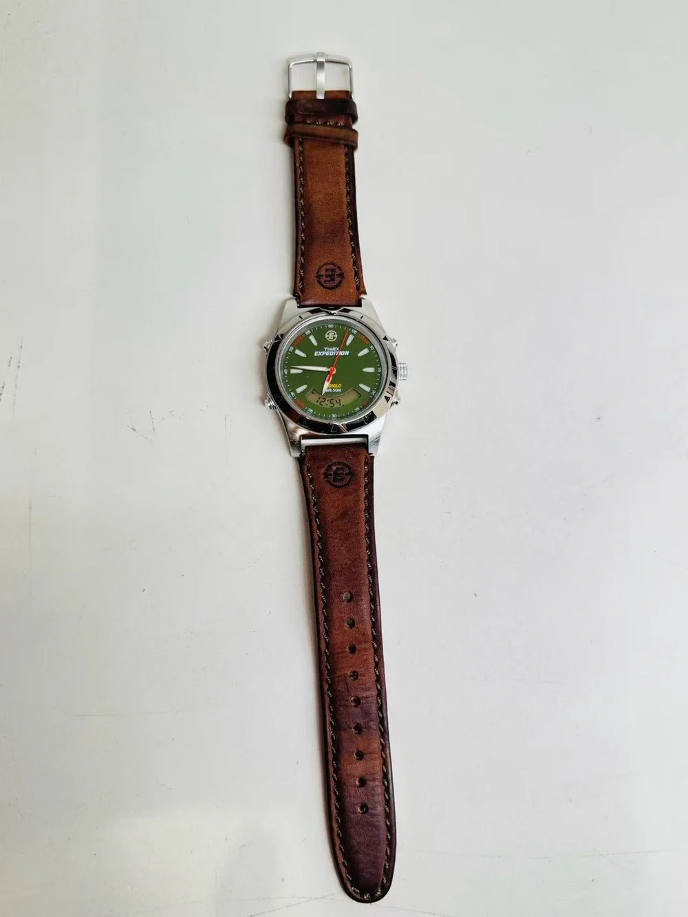 Vintage Timex Expedition Men’s Watch Green Dial Digital INDIGLO New Battery Runs