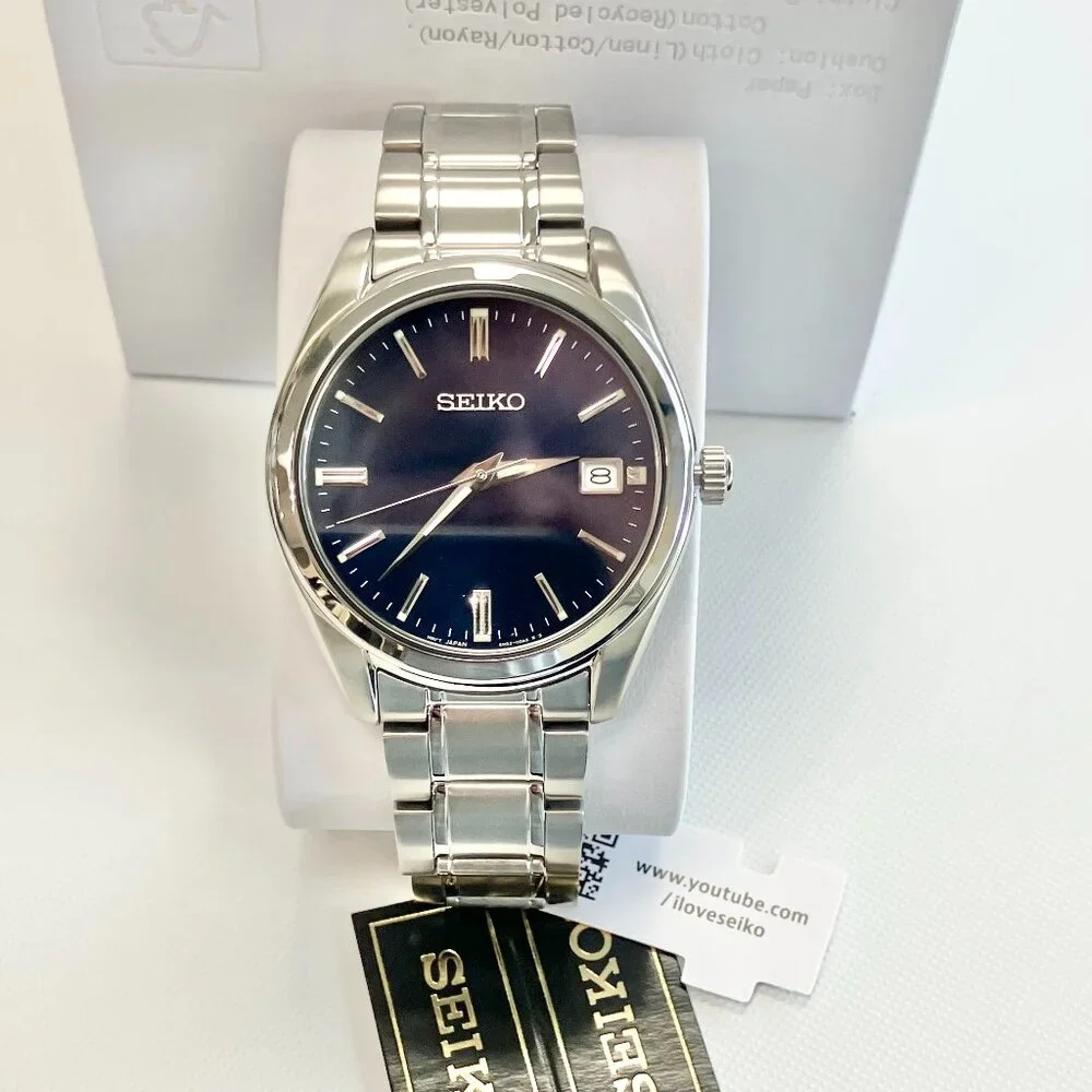Seiko Stainless Steel Watch With Blue Dial