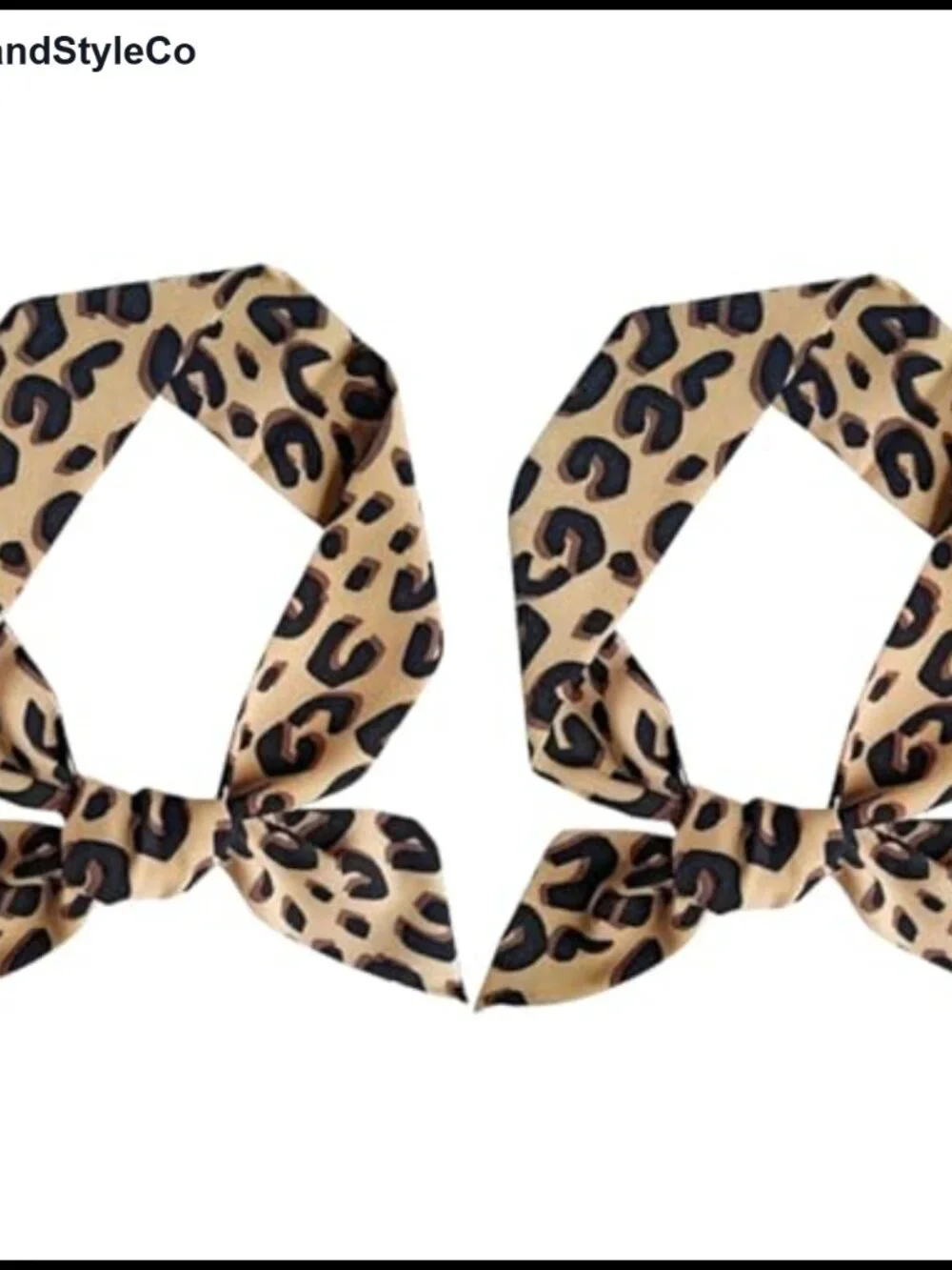 Skinny Silk Scarf 2-Piece Leopard Neck Tie Hairband Purse Scarf