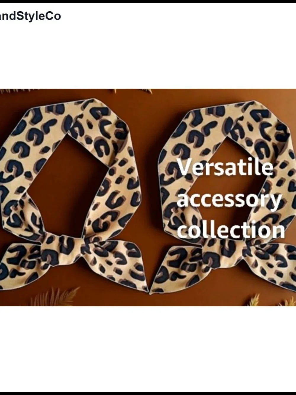 Skinny Silk Scarf 2-Piece Leopard Neck Tie Hairband Purse Scarf