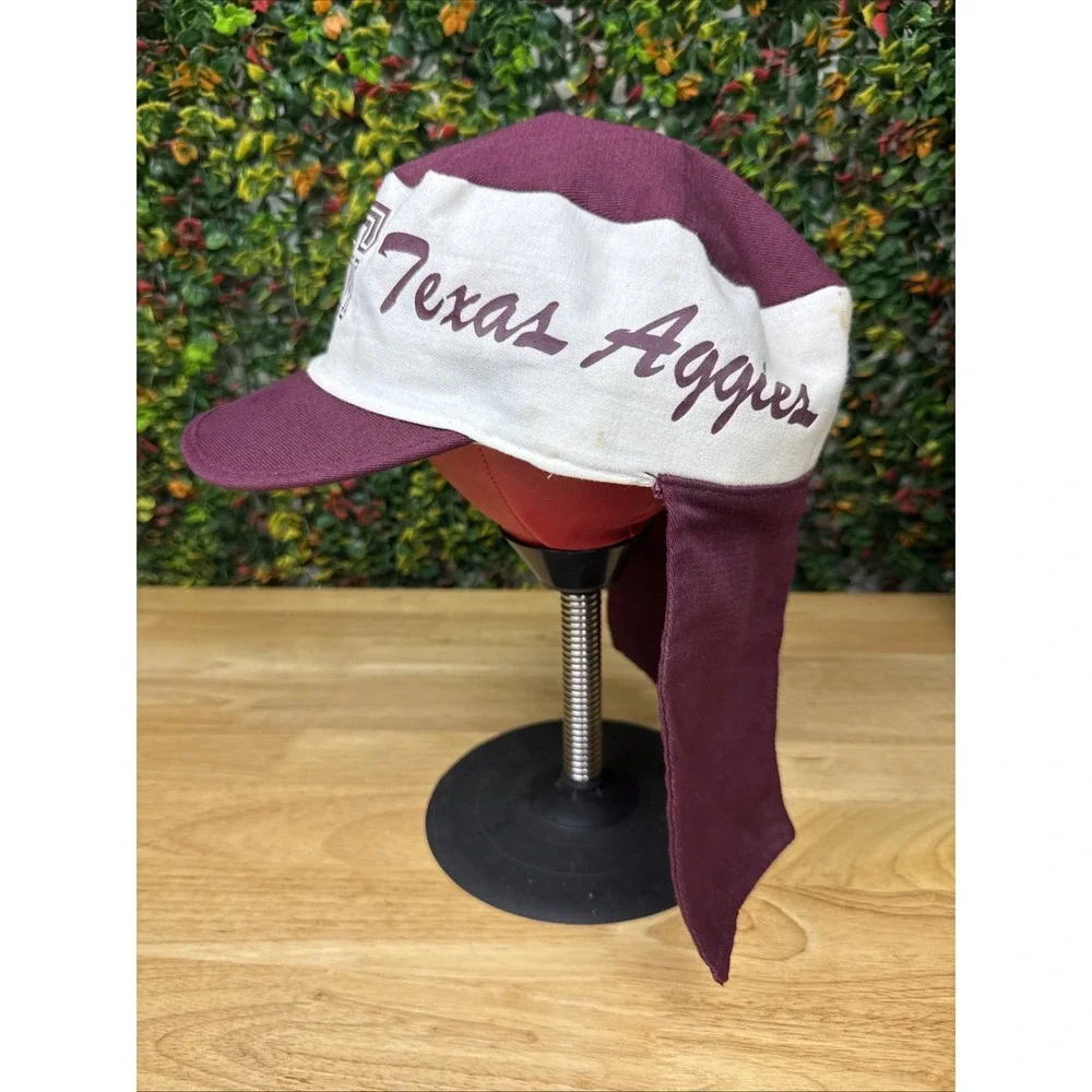 Texas A&M Aggies Genuine‎ Crowd Hat Cap White Maroon Plain Logo NCAA M/L Vintage