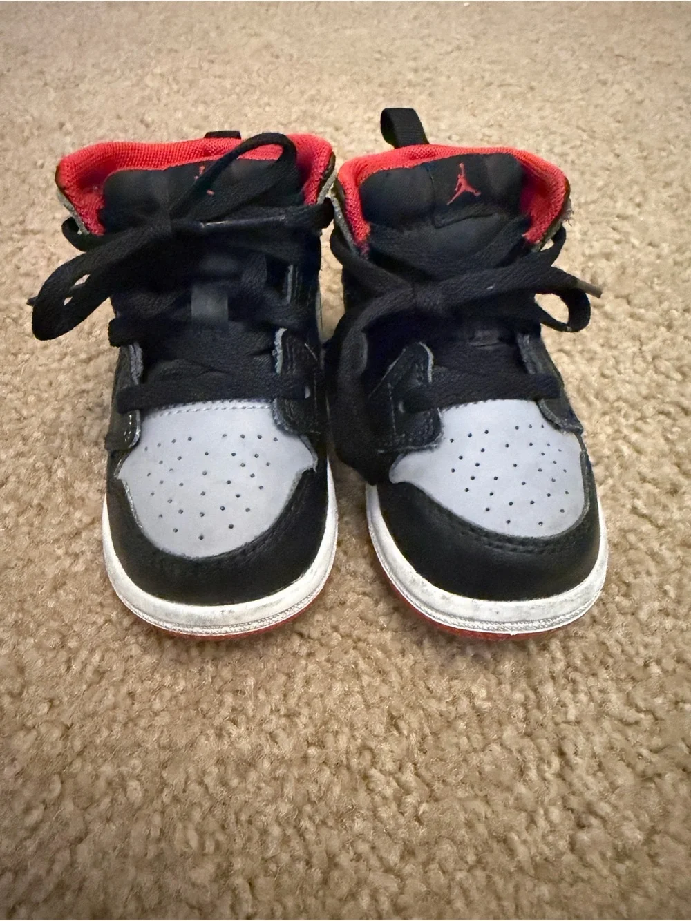 Jordan Kids Black, Gray & Red High-Top Sneakers