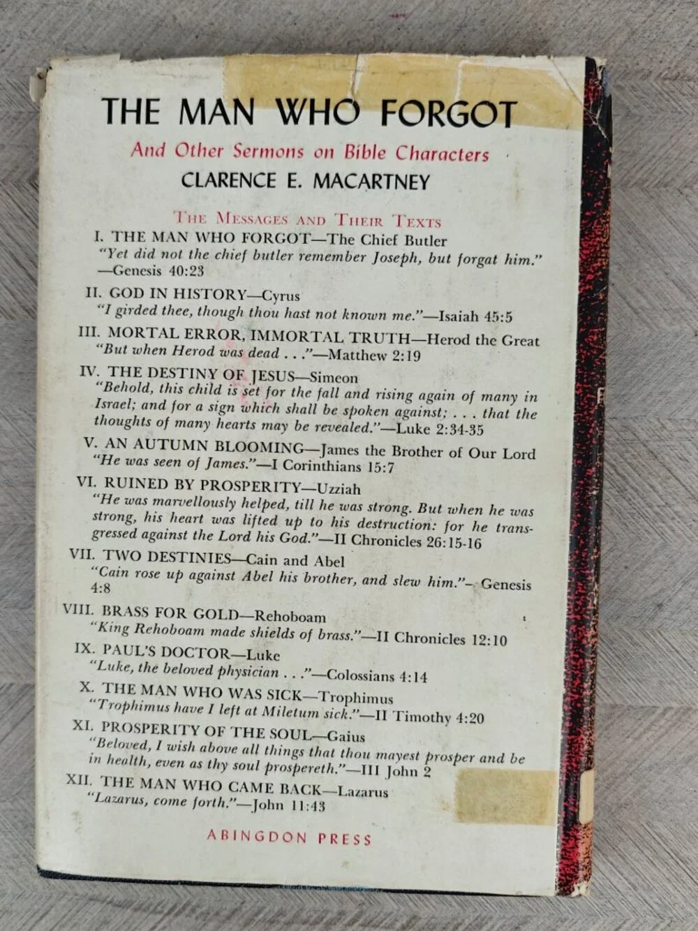The Man Who Forgot Clarence E. Macartney Hardcover 1956 Bible Sermons