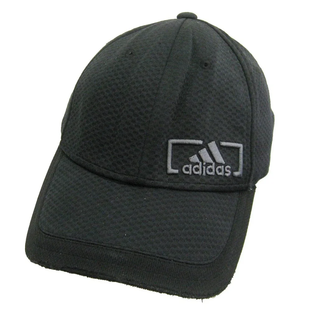 ADIDAS Men's Black Baseball Cap Hat (Adult Stretch Small-Medium) Sports Fitness