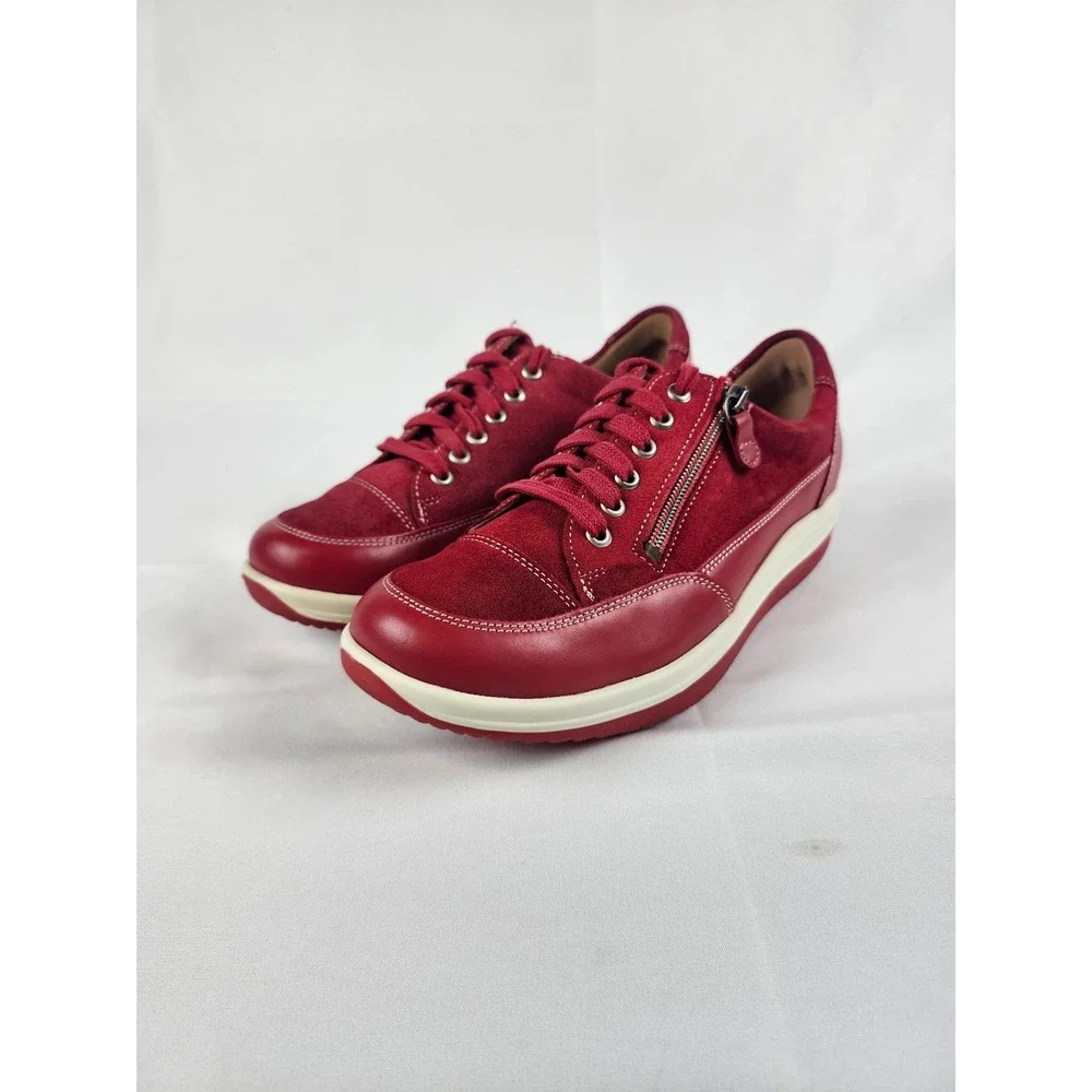 Ganter Womens US 6.5‎ Wide G Red Leather Suede Comfort Walking Shoes Zip EU37
