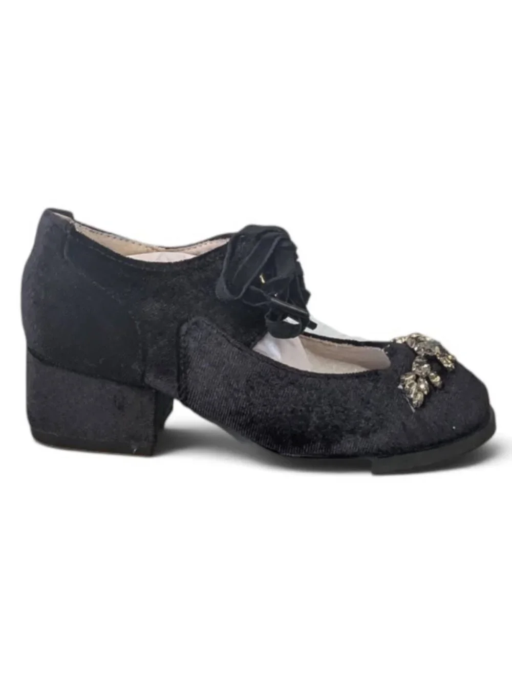 Joyfolie's Tribeca Black Velvet Block Heels, Size T11 - O