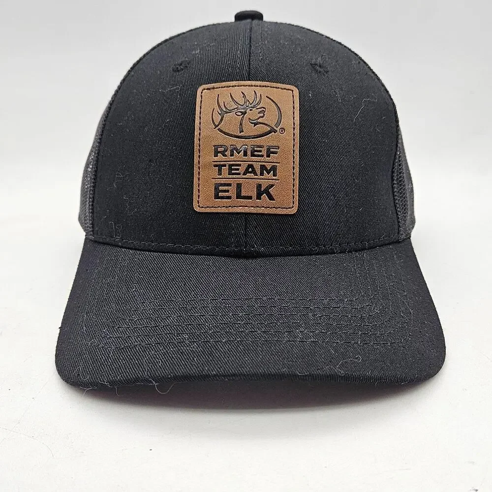 RMEF Team Elk Hat Cap Snap Back Mens One Size Black Mesh Trucker Hunting