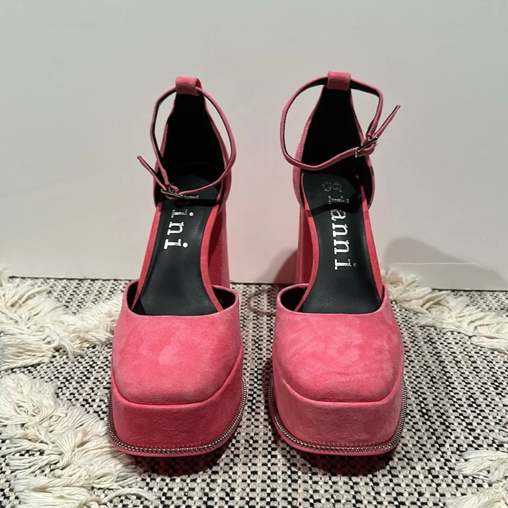 Gianni Bini Otten Suede Ankle Strap Platform Pumps