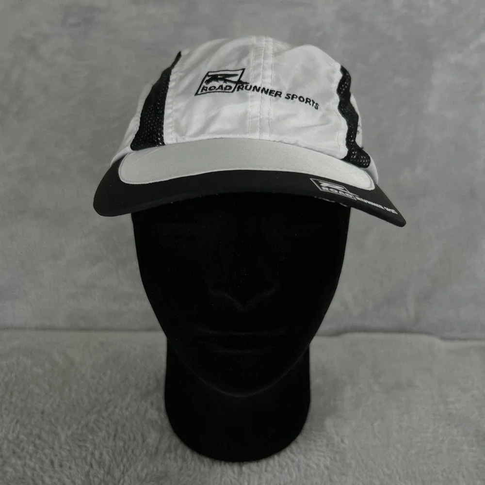 Road Runner Sports Running Hat White Black Mesh Performance Athletic Sports Cap