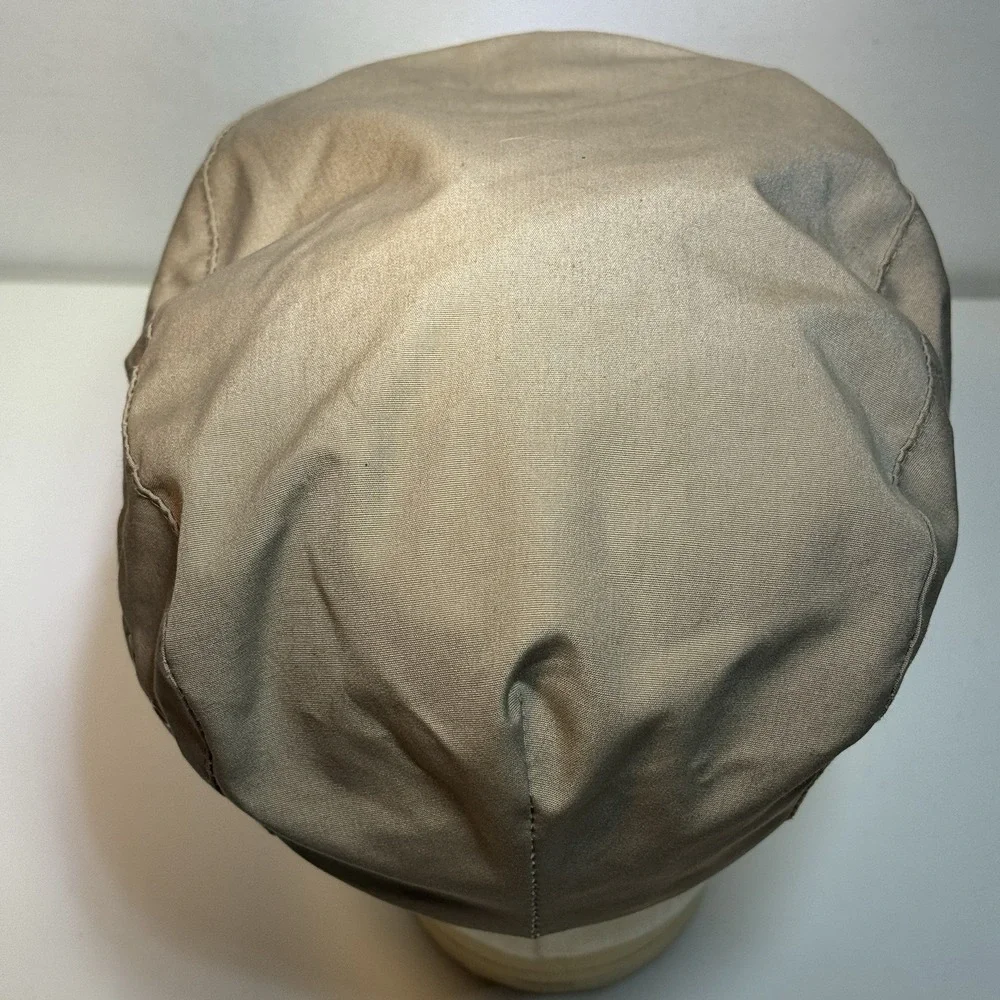 Eddie Bauer Newsboy Golf Cabby Hat Cap Tan USA Union Made Plaid Lining Size L