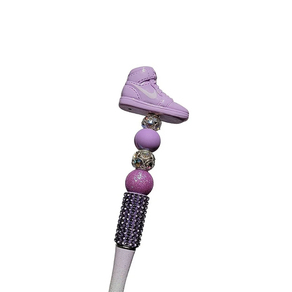 Athletic Sneaker Beaded Bling Ballpoint Twist Pen Topper Violet