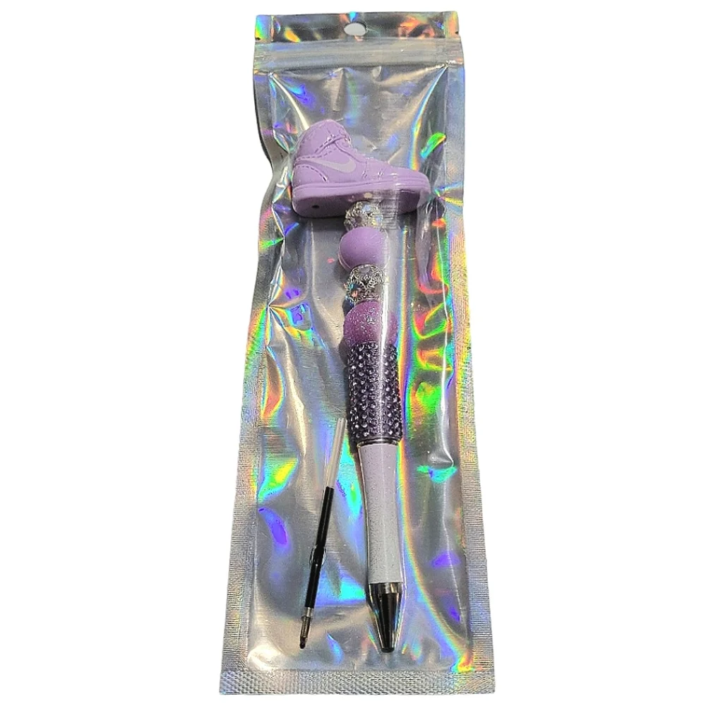 Athletic Sneaker Beaded Bling Ballpoint Twist Pen Topper Violet
