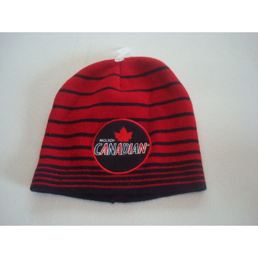 MOLSON BEER‎ CANADIEN   DEADSTOCK TOBOGGAN KNIT VINTAGE BEANIE SKULL HAT CAP