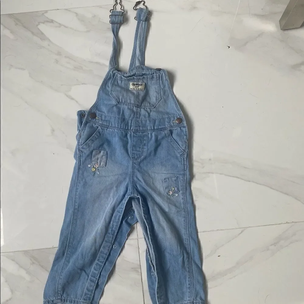 [osh kosh] BNWOT overalls with floral patches