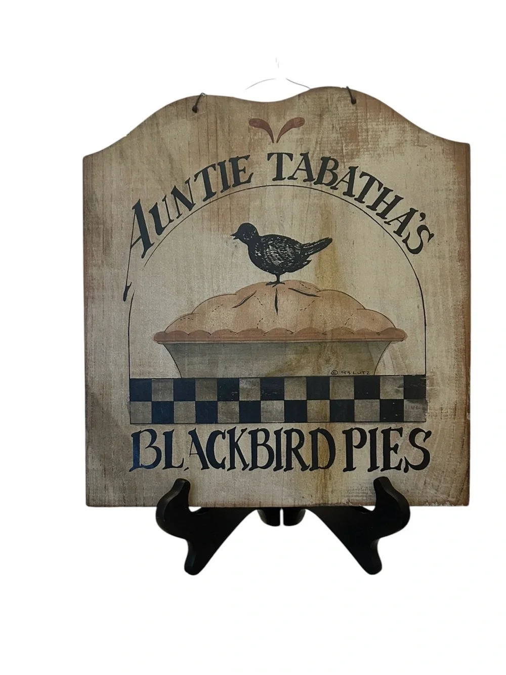 vintage, hand-painted primitive folk art wooden plaque