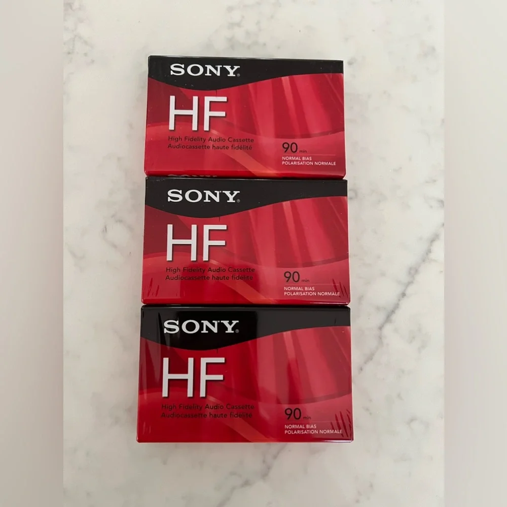 New Sony HF Blank Cassette Tapes 90 Minutes Set of 3 Sealed