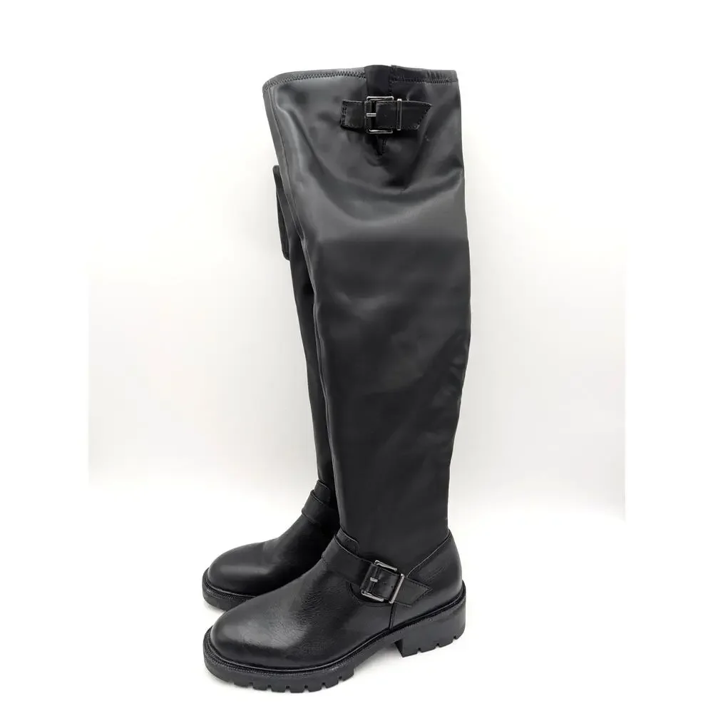 Vince Camuto Abrila Faux Leather Tall Over the Knee Boots Black Size US8M EU39