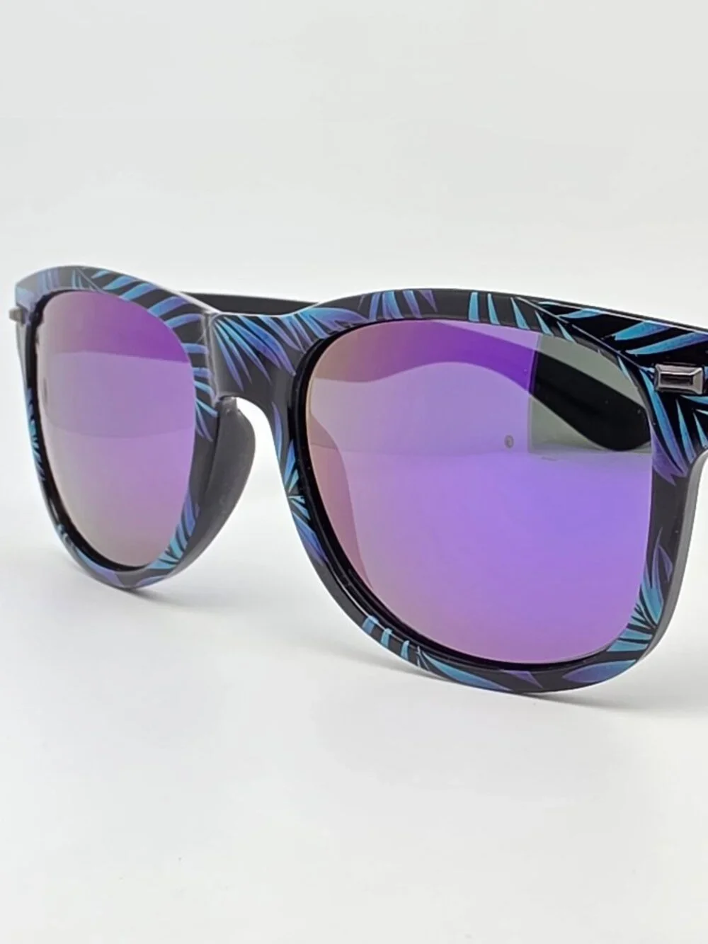 Knockaround Fort Knocks Tropical Palms Black Frame Polarized Purple Sunglasses