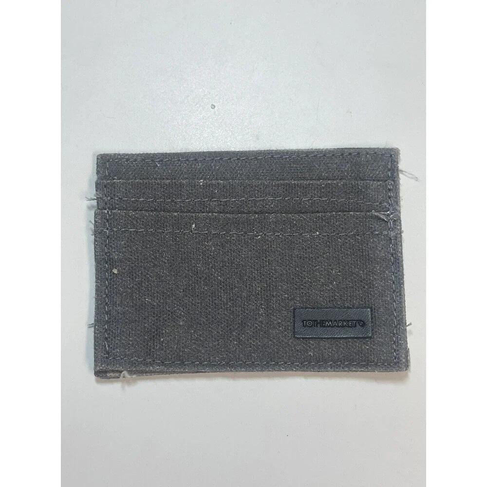 TO THE MARKET Gray Camo Denim Card Holder Unisex New W/O Tag