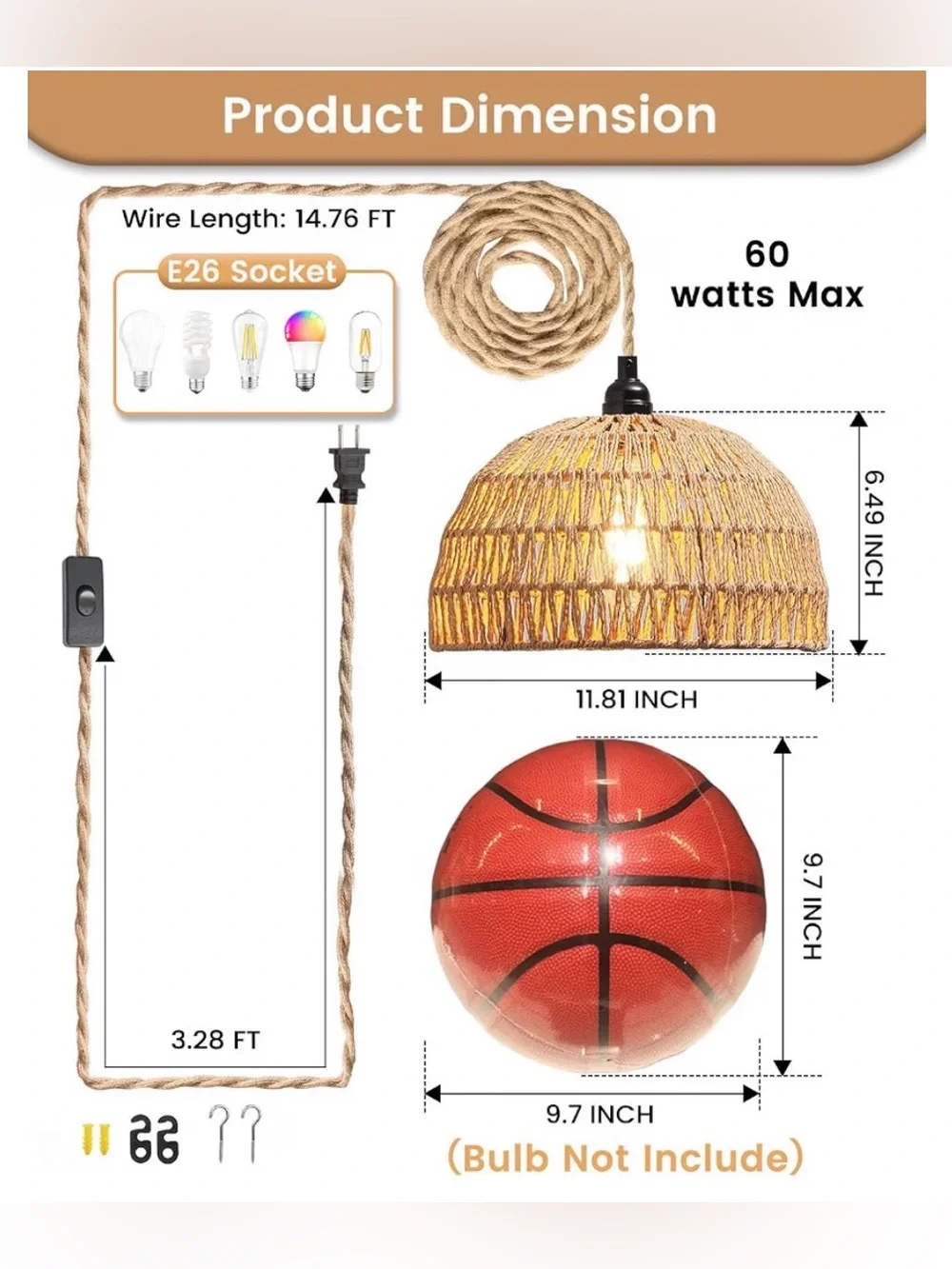 Dgroositon rattan hanging