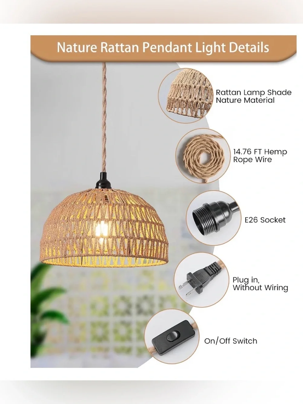 Dgroositon rattan hanging