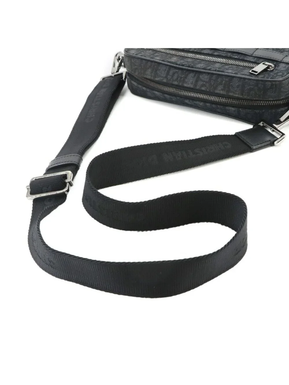 Dior Oblique Safari Shoulder Bag Canvas Leather Black